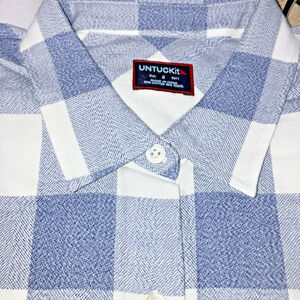 UNTUCKit Women's Shirt Button Down Shirt Blue White Check Sz 6 Academia Cowgirl